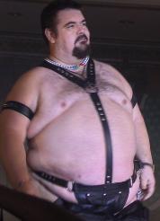 Me, enjoying my moment on the stage in my Leather Harness...