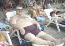 Enjoying a day at the beach on Lake Ohrid, Macedonia.